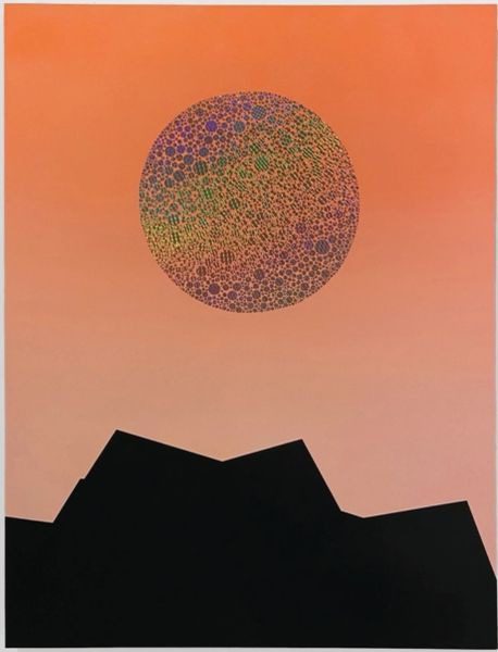 A painting of a large ball in the sky